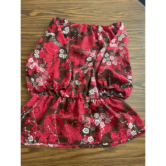 Kristin Nicole red brown white floral top size Large - Picture 2 of 3